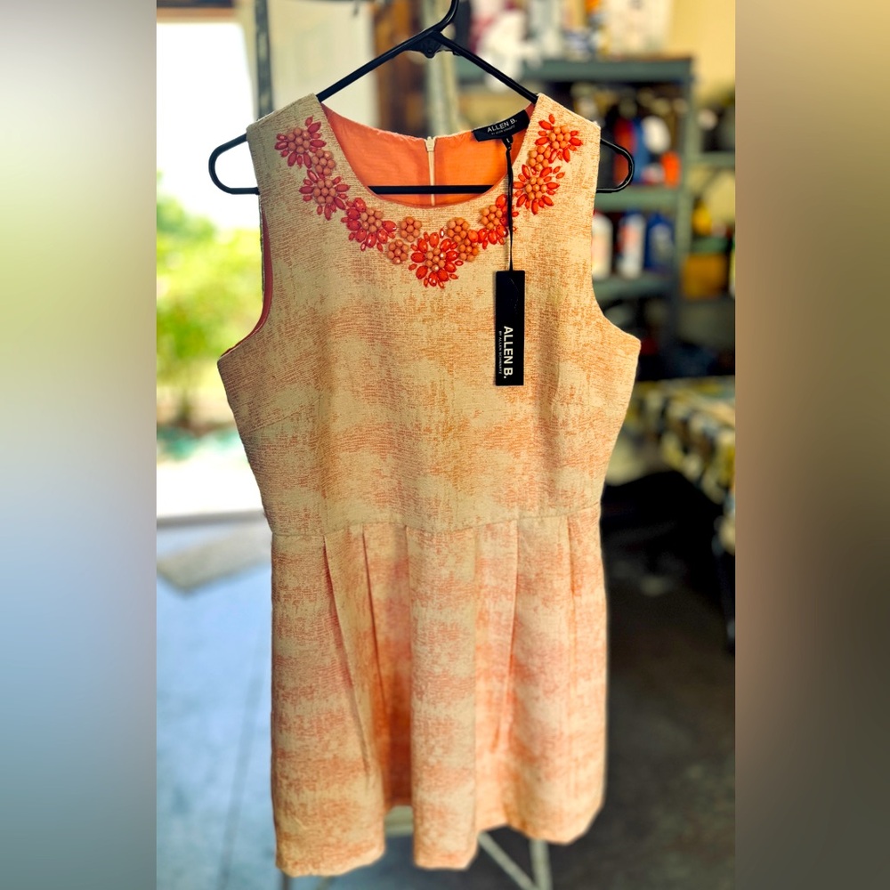 Allen B. Mini Dress with Beaded Collar